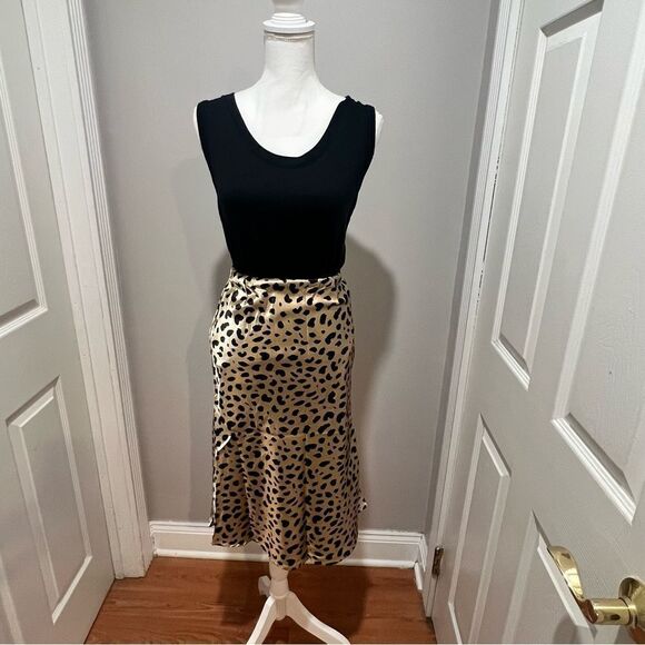 NWT Kourt midi Animal Print Tan and Black Skirt size xxs womens - Picture 14 of 16